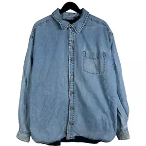 Basic Editions Fleece Lined Denim Button Down - Picture 1 of 8
