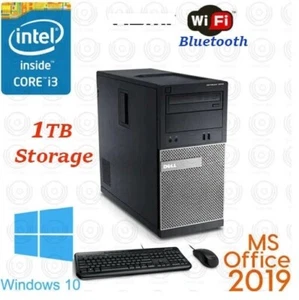 Windows 10 Dell OptiPlex i3 3.2GHZ 1TB 8GB RAM WiFi BT HDMI Desktop Computer  - Picture 1 of 4
