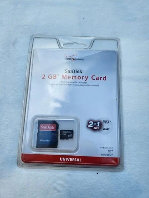 Sandisk 2GB Memory Card Micro SD MicroSD Universal 2 IN 1 With Adapter  - Image 1 of 4