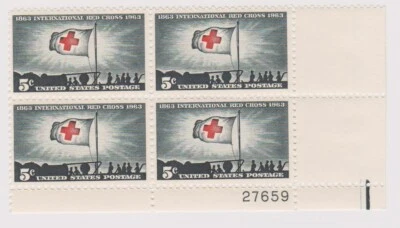 Scott # 1239 Red Cross Centenary Issue MNH Block of 4 stamps - Image 1 of 2
