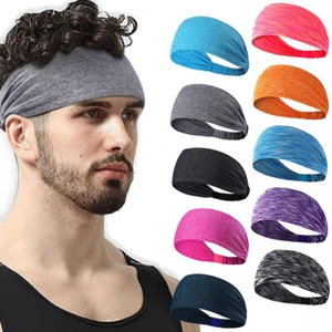 Sports Headband for Men Women Moisture Wicking Sweat Band Elastic Wide Hair Band - Picture 1 of 19