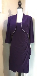 Alex Evenings 2-teiliges dunkellila Kleid mit Strasssteinen und Raffung in der Taille Gr. 10 - Bild 1 von 12