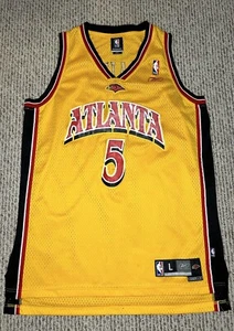 NBA Josh Smith #5 ATLANTA HAWKS Reebok Yellow Basketball Jersey Size L Long EUC - Picture 1 of 6