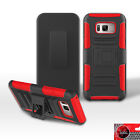 For Samsung Galaxy S8 Holster Combo Clip TPU Hybrid Stand Cover Case RED