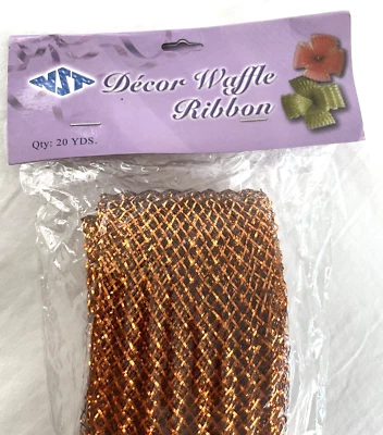 Waffle Mesh Decor Ribbon Holiday Flex Wreath Gift Copper Brown 20 Yards 2 1/2" - Image 1 of 4