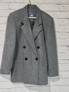 Norton McNaughton 100% Wool Double Breasted Blazer Velvet Collar Posh Look - Picture 1 of 10