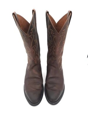Кожаные сапоги Ariat ковбойские/западные мужские размер 11 D, коричневые декоративные швы - Изображение 1 из 4