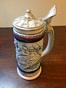 Avon 1981 Flying Classics Aviation Beer Stein w Lid, Made Brazil - Picture 1 of 7