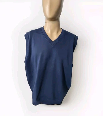 Bolle Golf Pullover Vest Large Navy Blue 100% Cotton Sleeveless Sweater V Neck - Image 1 of 4