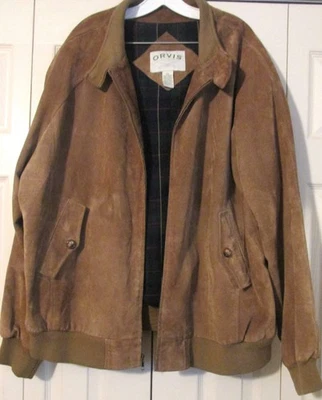 Vintage ORVIS Brown Suede LeatherBomber Jacket Full Zip Preppy Plaid Men's XXL - Image 1 of 4
