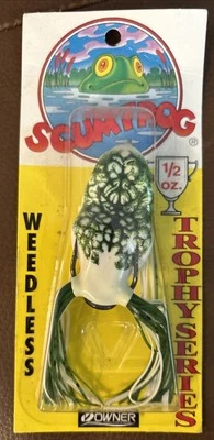 Señuelo vintage Scum Frog Weedless 1/2 oz serie Trophy TSH-1212 verde/negro natural Foto 1 de 4
