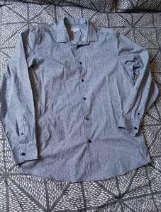 Gents Taylor & Wright Blue Floral Patterned Slim Fit 17" Collared Shirt - Picture 1 of 6
