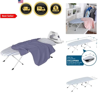Folding Tabletop Ironing Board with Iron Rest Blue Compact Space Saver - Image 1 of 4