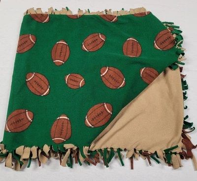 Football Pattern Kids Fleece Blanket Approximately 48 x 21 inches Handmade - Image 1 of 3