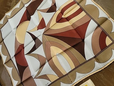 Emilio Pucci Vintage Mini Foulard  16.5" Sq Geometric Italy In Original Package  - Image 1 of 4