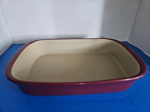 Pampered Chef Baking Dish Stoneware Rectangle 9"×13" Cranberry #1132 - Picture 1 of 4