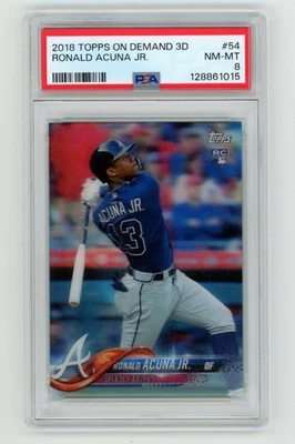 PSA 8 Ronald Acuna Jr 2018 Topps On Demand 3D #54 RC POP 4 NM-MT Braves Rookie - Image 1 of 2