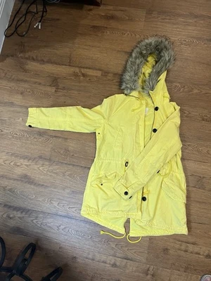 GAP Amarillo 2 en 1 Sherpa Piel Forrada Capucha Chaleco Parka Chaqueta XS Foto 1 de 4