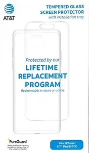 AT&T Tempered Glass Antimicrobial Screen Protector - iPhone 14 Pro Max - Clear - Picture 1 of 3