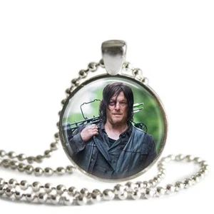 Daryl Dixon The Walking Dead  1 Inch Silver Plated TWD Pendant Necklace Handmade - Picture 1 of 5