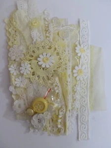 Lemon and White Daisy Vintage Lace and Applique Inspiration Kit - Picture 1 of 2