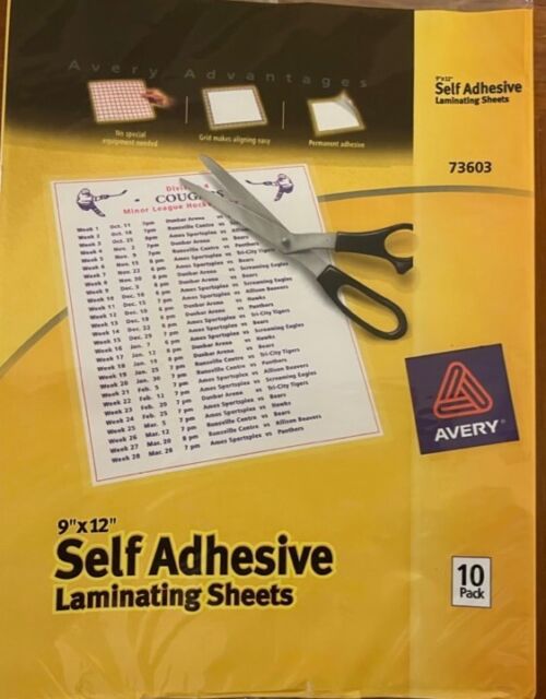 50 Avery Clear Self-Adhesive Laminating Sheets 3 mil 9