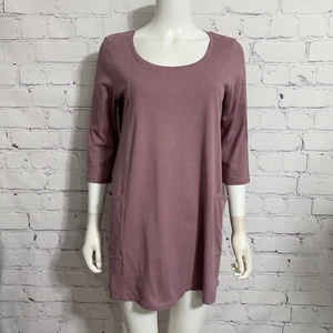 Pure J Jill Damen Tunika Bluse S rosa 3/4 Arm Taschen Rundhalsausschnitt - Bild 1 von 4