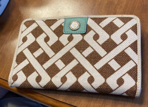 Spartina Wallet Daufuskie Island Natural Linen Weave Print with Leather Trim