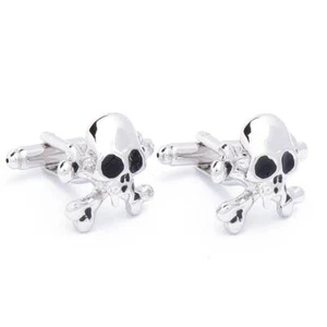 Manschettenknöpfe - Totenkopf und Knochen Silber - Bild 1 von 5