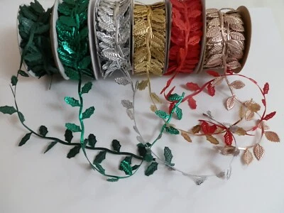 Beautiful Cut-Out Holly Leaves Ribbon Trim- 1 Metre- More Colours Added - Image 1 of 4