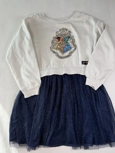Harry Potter Girl’s Long Sleeve Sweater Dress White Blue Tulle Skirt Sz L (10-12 - Picture 1 of 9