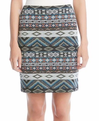 Saia lápis Karen Kane 3L04168 Fiesta Days jacquard malha elástica - MSRP $89 - Imagem 1 de 3