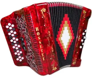 ROSSETTI 3412 ACCORDION 34 BUTTON 3 SWITCH GCF Sol 12 BASS ACCORDION RED - Picture 1 of 5