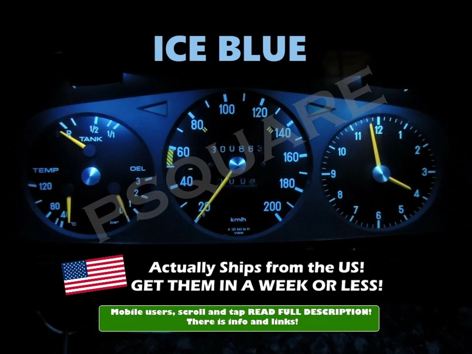 Cuadro de manómetros LED azul hielo para chasis Mercedes Benz 77 85 W123  Foto 1 de 2