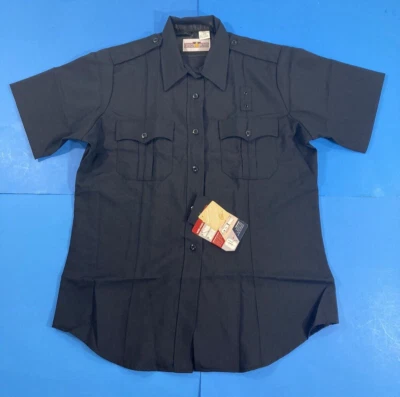 NEW WOMENS FLYING CROSS POLY WOOL SHORT SLEEVE ZIPPER SHIRT 157R84 LAPD NAVY 40 - Image 1 of 3