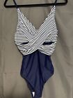 Women’s Blue & White One Piece Bathing Suit New Large