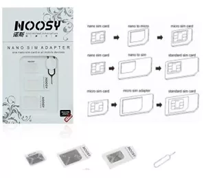 Juego de convertidor de adaptador de tarjeta SIM NANO a micro SIM paquete 4 en 1 para iPhone y Samung - Imagen 1 de 3