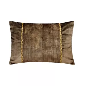 Brown Suede Set of 2, Lumbar Pillow Cover Solid, Patchwork - Resplendent Brown - Picture 1 of 3