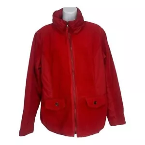 Style & Co Sport Red Full-Zip Jacket With Hood & Pockets Womens Size Large Polye - Picture 1 of 7