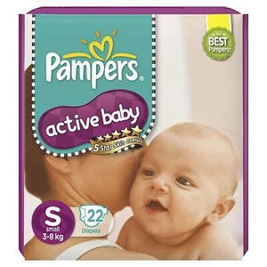 Pampers Active Baby Taped Diapers Small Size 22 Count - Bild 1 von 7