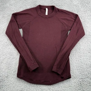 Lululemon Sweater Womens 6 Red 100% Merino Wool Washable Sit In Lotus Thumbholes - Picture 1 of 9