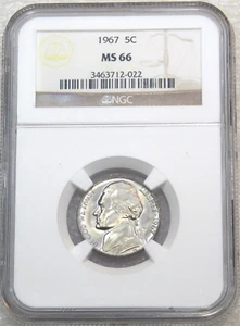 1967 Jefferson Nickel NGC MS66 BUSINESS STRIKE Great Luster PQ New Holder #D132 - Picture 1 of 4