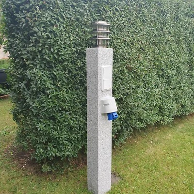 LED Gartenlampe Granit  Wegeleuchte echter Stein 230 V Steinleuchte Außenleuchte - Bild 1 von 4