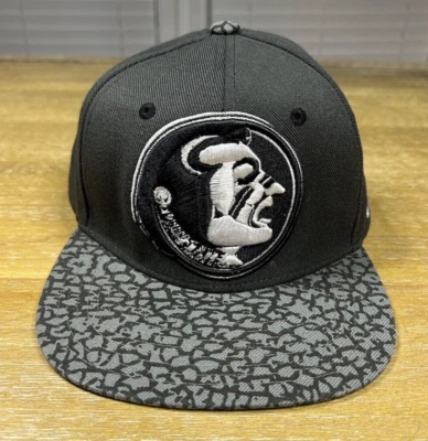 Vtg Zephyr Florida State Seminoles Elephant Print Snapback Hat Cap Gray Noles - Image 1 of 4