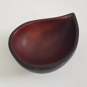 Haitian Mahogany wood teardrop dish handcraft wooden bowl 13cm vintage Peek - Picture 1 of 14