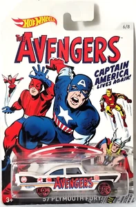 Hot Wheels 1957 Plymouth Fury The Avengers 6/8 1:64 Captain America Lives 2015 - Picture 1 of 4