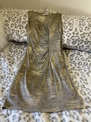 Calvin Klein женщин золото без рукавов до колена платье Sz 4 - Изображение 1 из 4