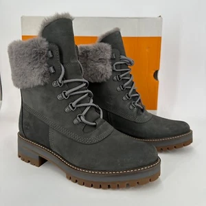 Timberland Women's Courmayeur 6" Waterproof Warm-Lined Boots sz 8.5 Grey Nubuck - Picture 1 of 8