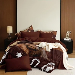 Cow Print Comforter Set Queen Size for Boys Teens Patchwork Cowhide Decor Comfor - Picture 1 of 8