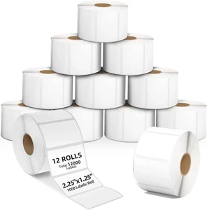 12 Rolls 2.25x1.25 Direct Thermal Barcode Label for Zebra LP2824 TLP2824 LP2844 - Picture 1 of 9